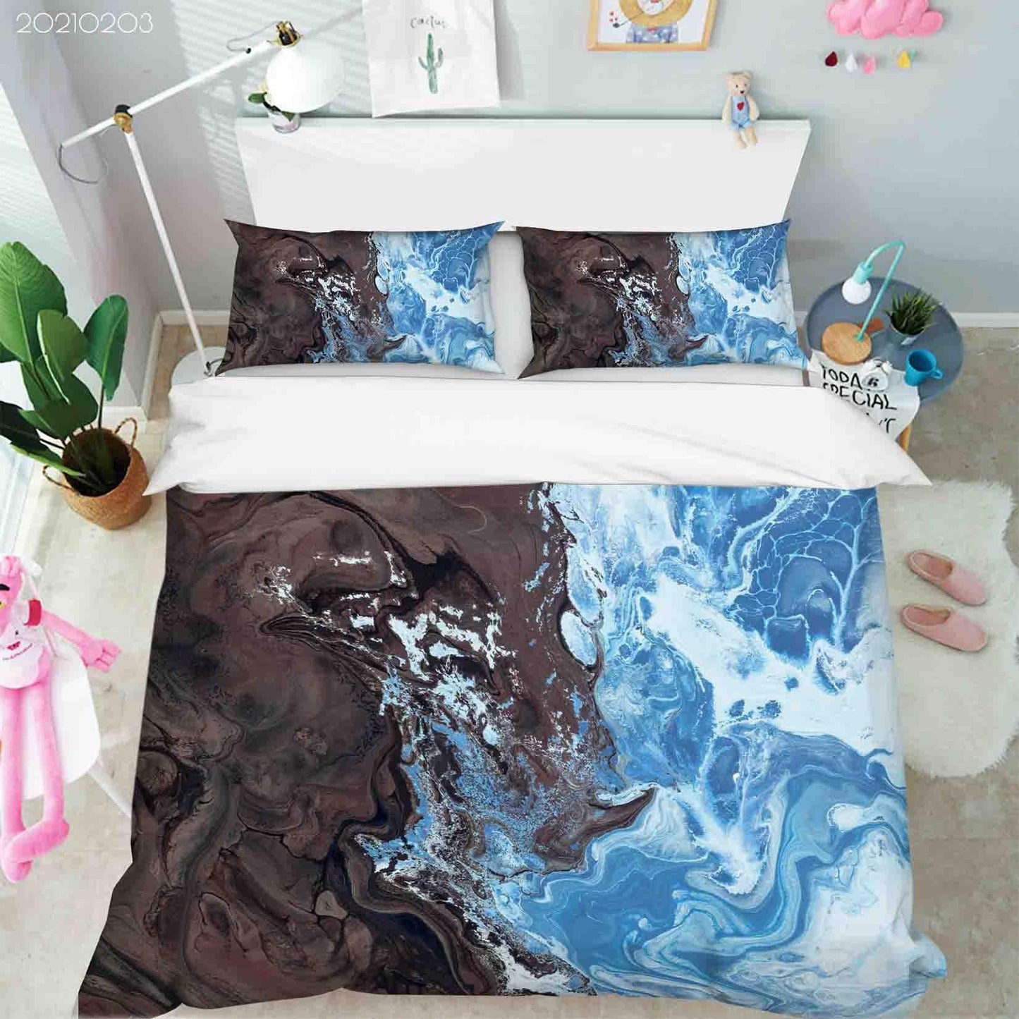 3D Abstract Blue Black Marble Texture Quilt Cover Set Bedding Set Duvet Cover Pillowcases 99