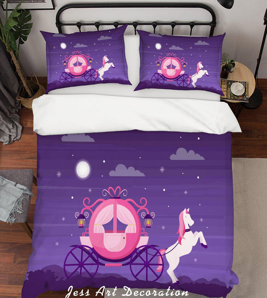 3D Cartoon Purple Carriage Sky Quilt Cover Set Bedding Set Duvet Cover Pillowcases A023 LQH