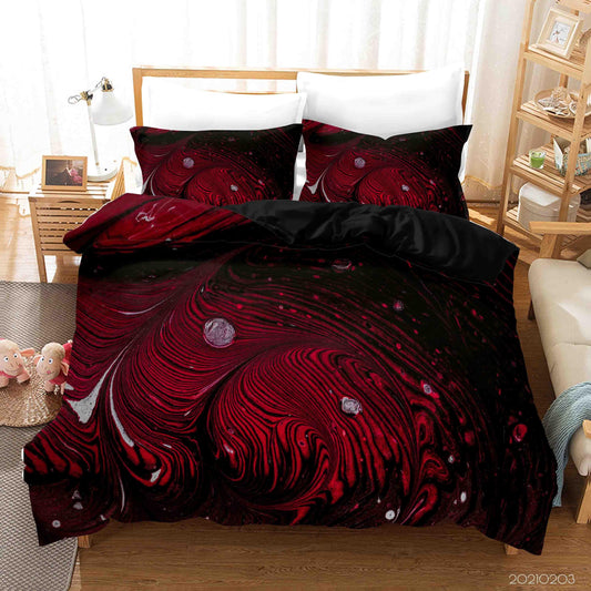 3D Abstract Red Marble Texture Quilt Cover Set Bedding Set Duvet Cover Pillowcases 59