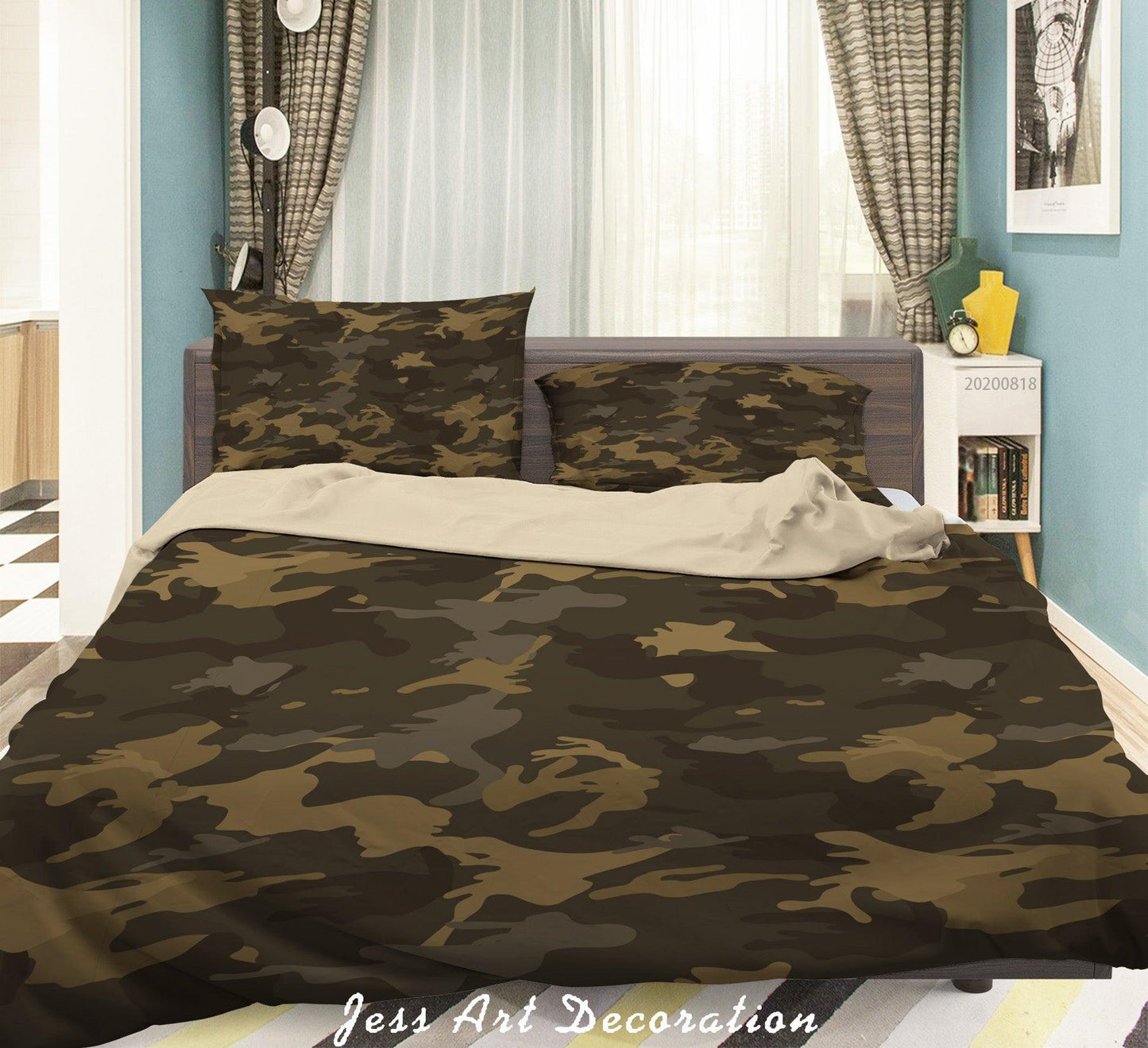 3D Army Green Pattern Quilt Cover Set Bedding Set Duvet Cover Pillowcases LXL