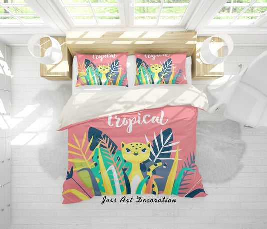 3D Cartoon Cat Leaves Quilt Cover Set Bedding Set Pillowcases 68