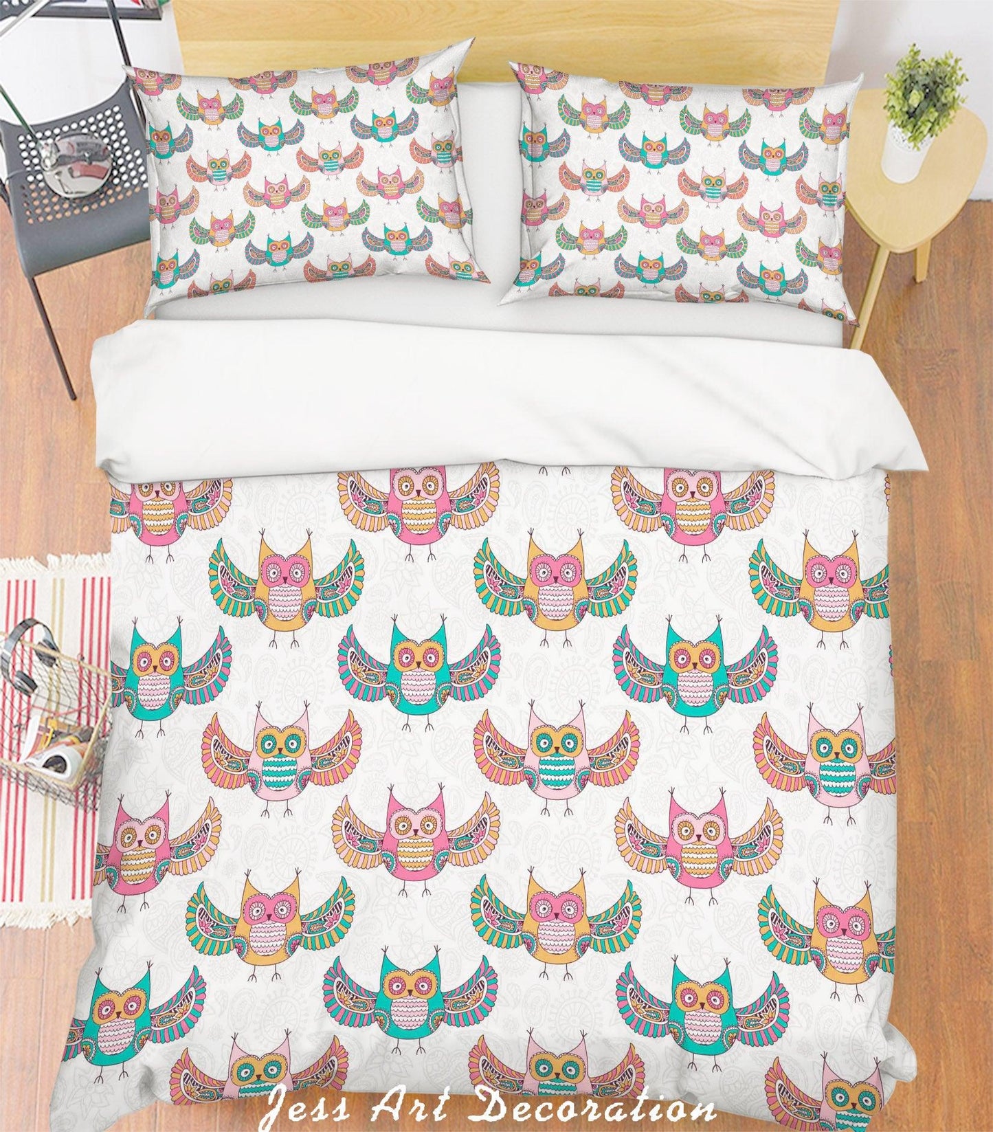 3D Cartoon Owls Quilt Cover Set Bedding Set Pillowcases  69