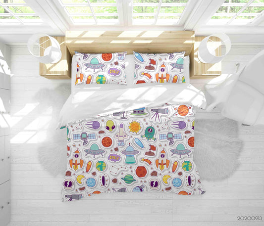 3D Cartoon Astronomy Space Pattern Quilt Cover Set Bedding Set Duvet Cover Pillowcases WJ 1808