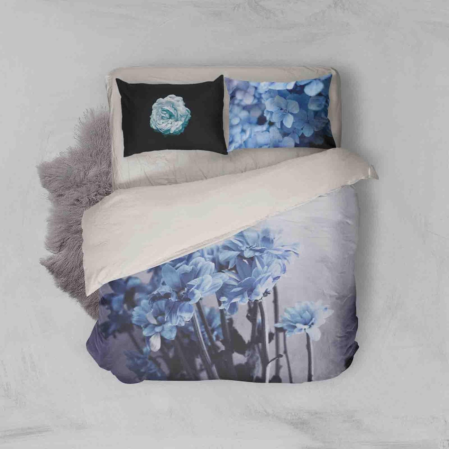 3D Blue Flowers Quilt Cover Set Bedding Set Pillowcases 135