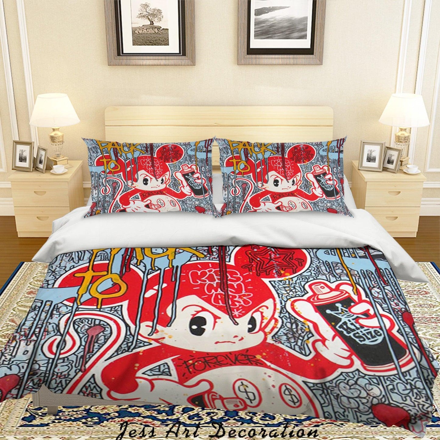3D Cartoon Colorful Red Mouse Animal Quilt Cover Set Bedding Set Duvet Cover Pillowcases LXL