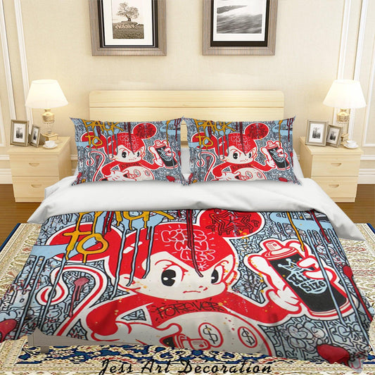 3D Cartoon Colorful Red Mouse Animal Quilt Cover Set Bedding Set Duvet Cover Pillowcases LXL