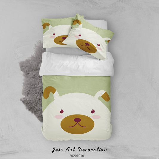 3D Cartoon Cute Animal Dog Quilt Cover Set Bedding Set Duvet Cover Pillowcases WJ 9545