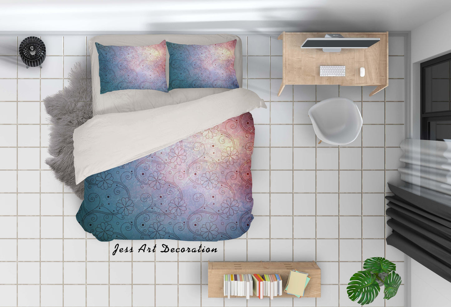 3D Abstract Floral Blue Quilt Cover Set Bedding Set Pillowcases 28