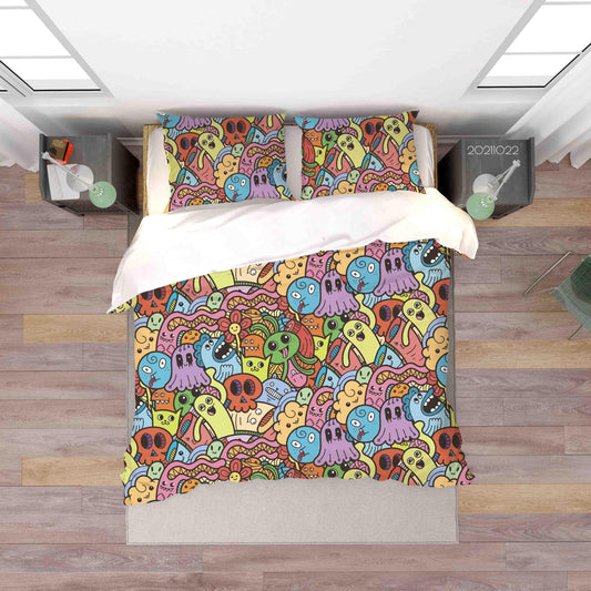 3D Abstract Monster Graffiti Quilt Cover Set Bedding Set Duvet Cover Pillowcases 29