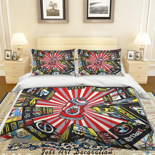 3D Abstract Colorful Building Quilt Cover Set Bedding Set Duvet Cover Pillowcases LXL