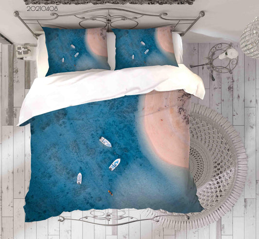 3D Blue Sea Ship Landscape Quilt Cover Set Bedding Set Duvet Cover Pillowcases 43