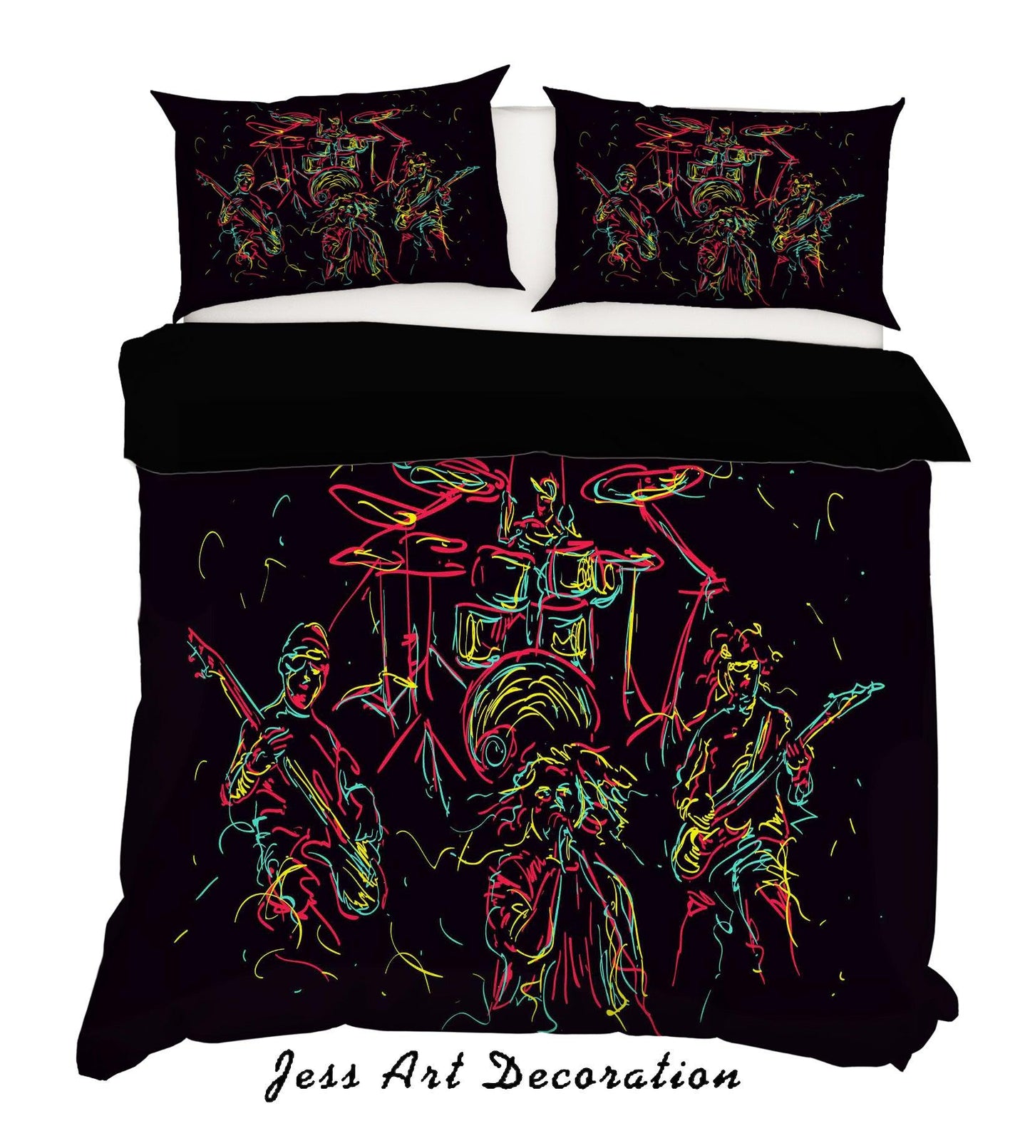 3D Black Band Drum Kit Quilt Cover Set Bedding Set Pillowcases 33