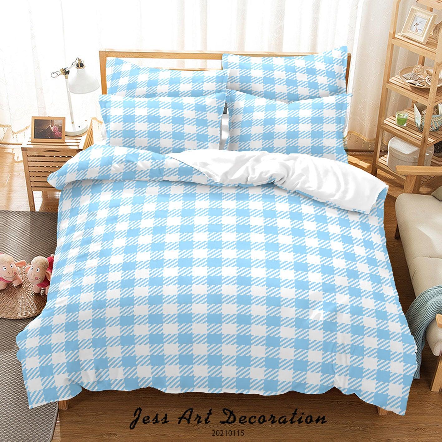 3D Blue Geometric Lattice Square Quilt Cover Set Bedding Set Duvet Cover Pillowcases 84