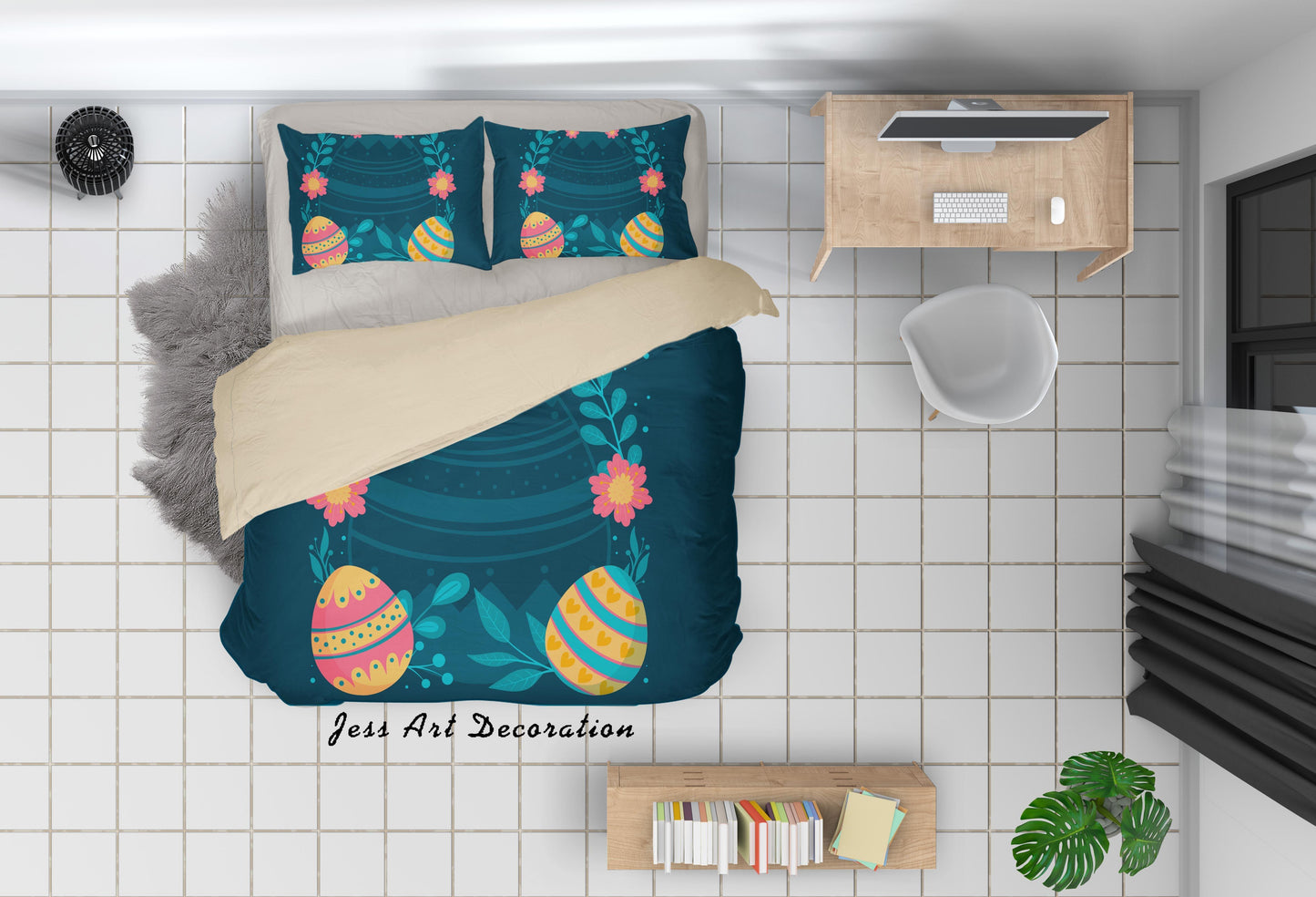 3D Blue Eggs Floral Quilt Cover Set Bedding Set Duvet Cover Pillowcases SF22