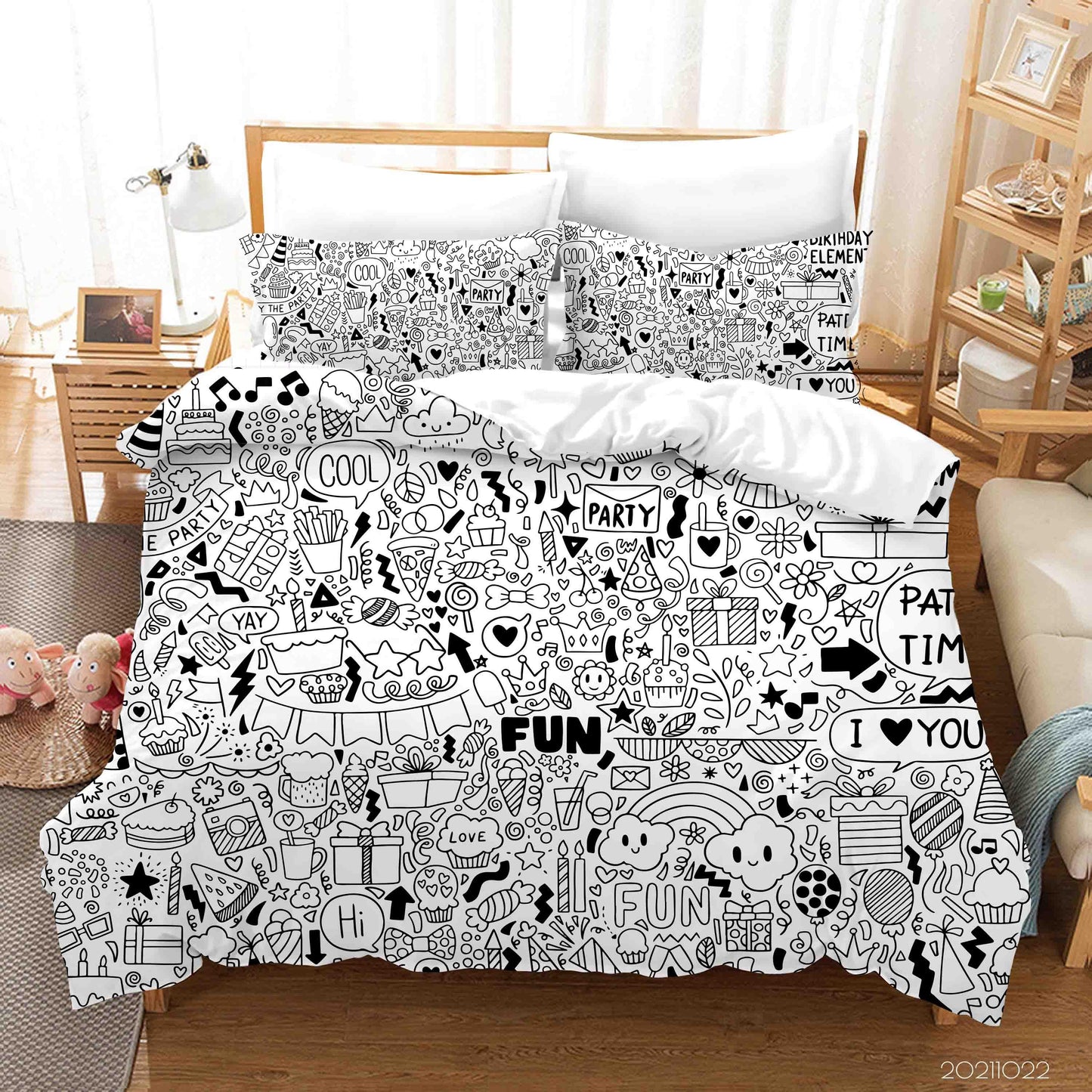 3D Cartoon Abstract Art Graffiti Quilt Cover Set Bedding Set Duvet Cover Pillowcases 42