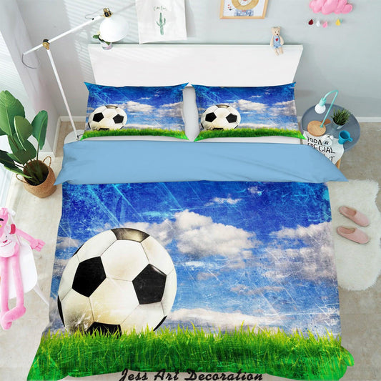3D Blue Sky Football Field Quilt Cover Set Bedding Set Pillowcases  94