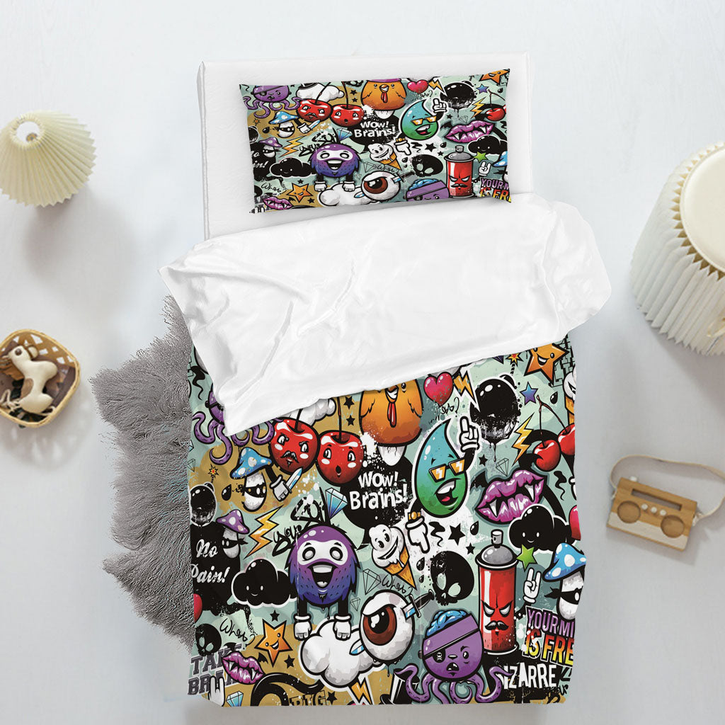 3D Cartoon Cherry Octopus Ice Cream Quilt Cover Set Bedding Set Duvet Cover Pillowcase 1425