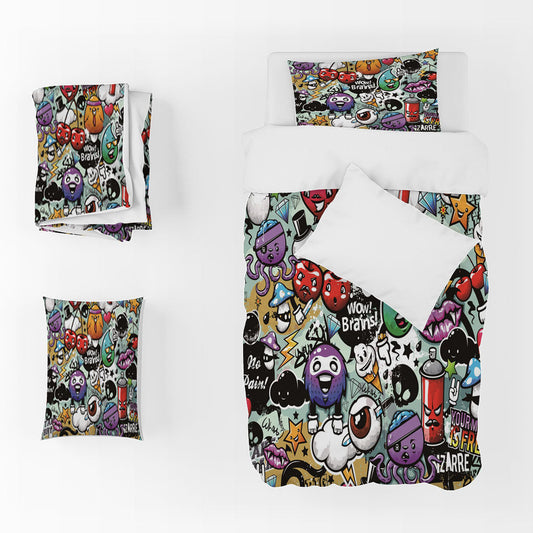 3D Cartoon Cherry Octopus Ice Cream Quilt Cover Set Bedding Set Duvet Cover Pillowcase 1425