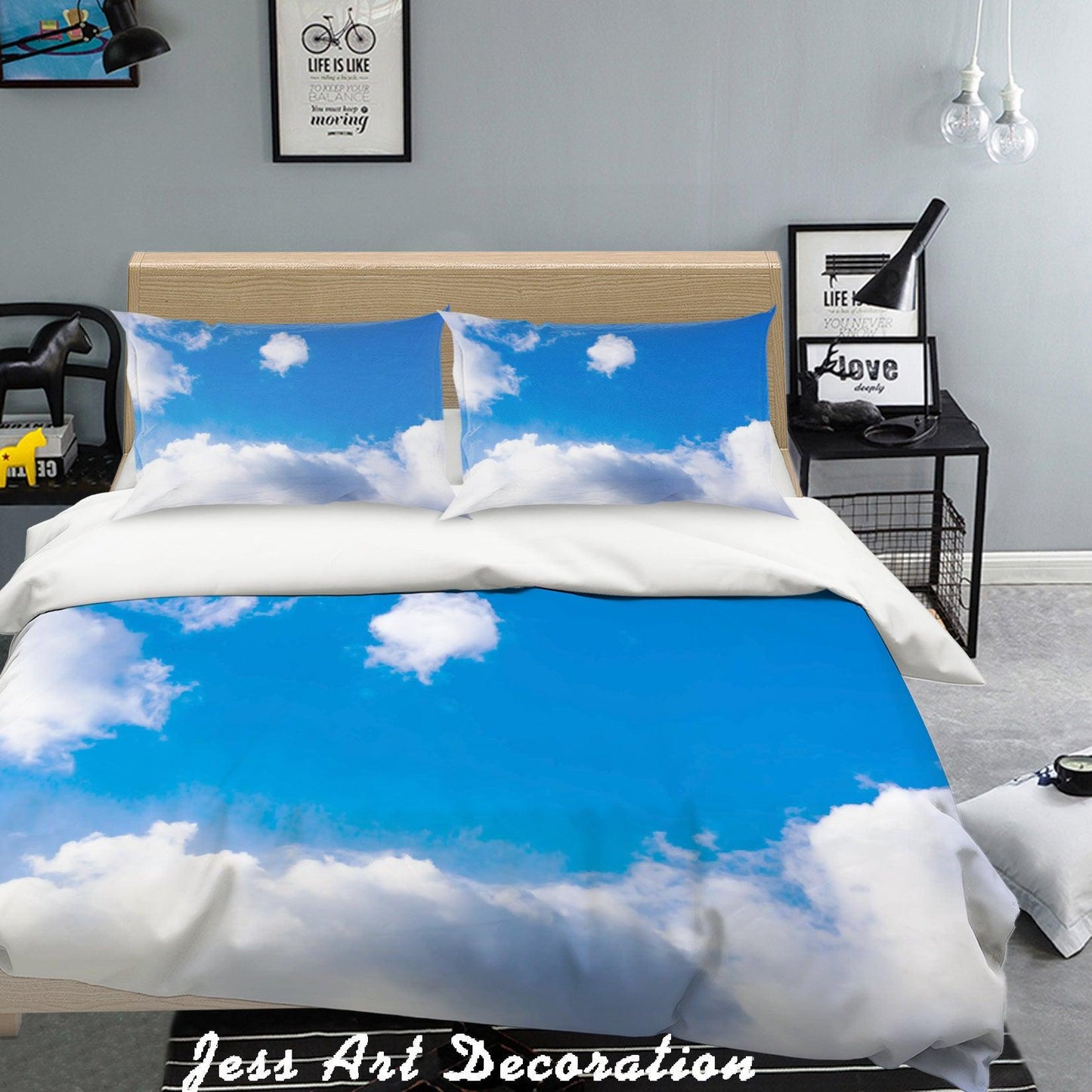 3D Blue Sky White Clouds Quilt Cover Set Bedding Set Pillowcases  10