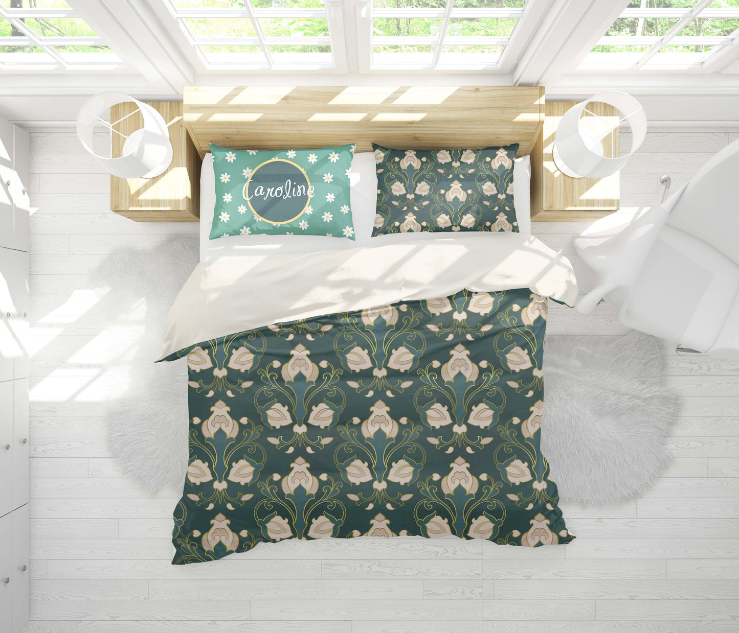 3D Abstract Floral Dark Green Quilt Cover Set Bedding Set Pillowcases 65