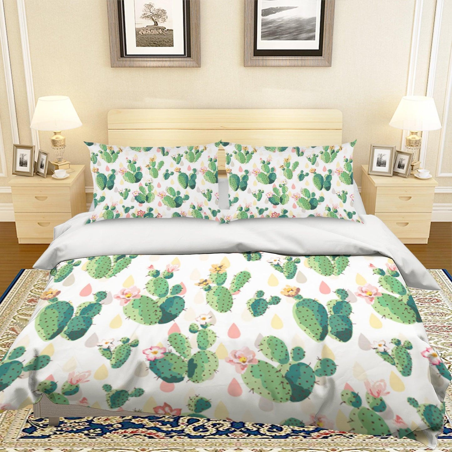 3D Cactus Flower Raindrop Quilt Cover Set Bedding Set Pillowcases 74