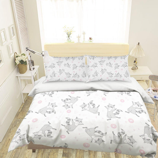 3D Cartoon Fox Grey Quilt Cover Set Bedding Set Pillowcases 120