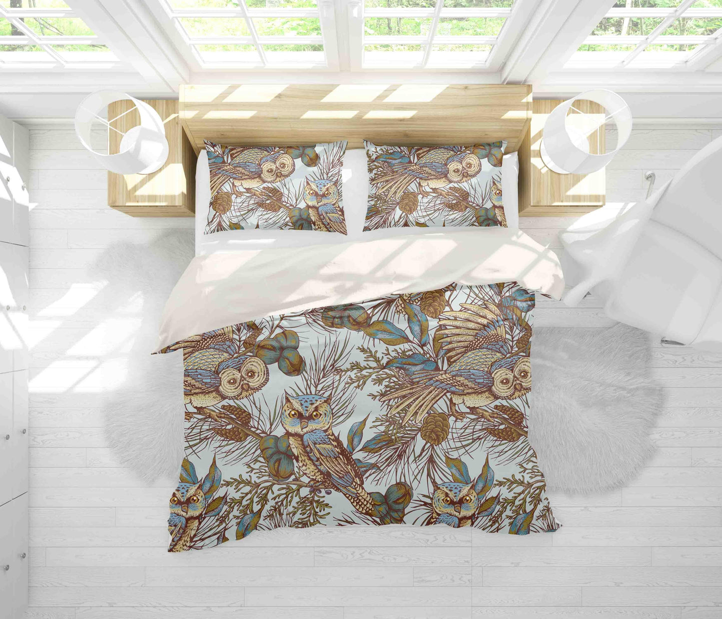 3D Cartoon Owl Leaf Quilt Cover Set Bedding Set Pillowcases 72