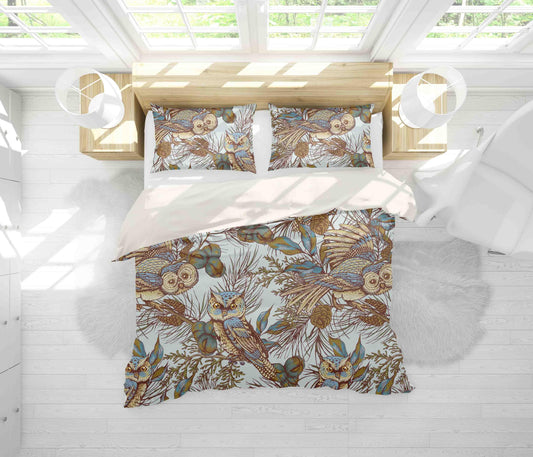 3D Cartoon Owl Leaf Quilt Cover Set Bedding Set Pillowcases 72