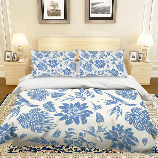 3D Blue Flowers Quilt Cover Set Bedding Set Pillowcases 79