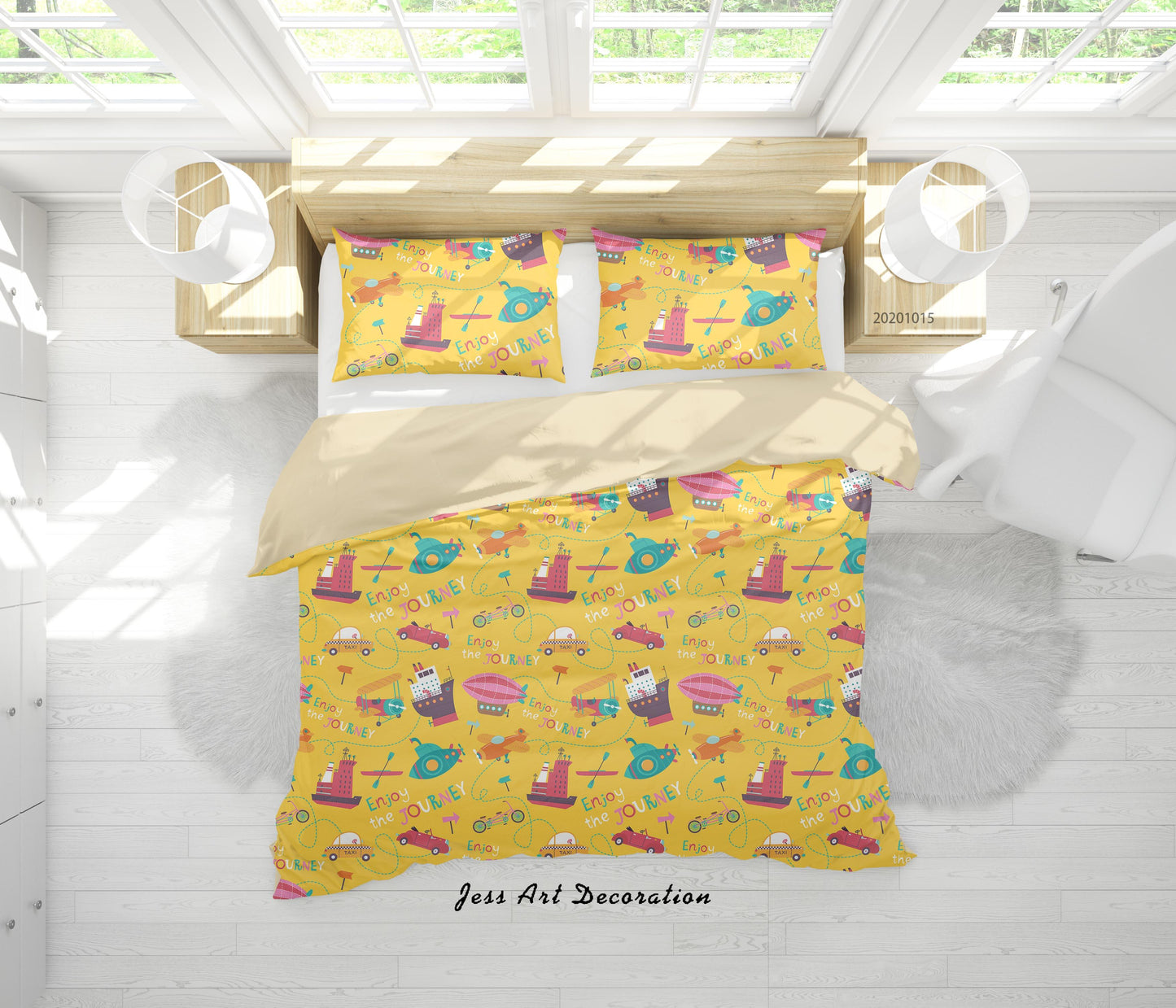3D Cartoon Cars Ships Planes Pattern Quilt Cover Set Bedding Set Duvet Cover Pillowcases WJ 9666