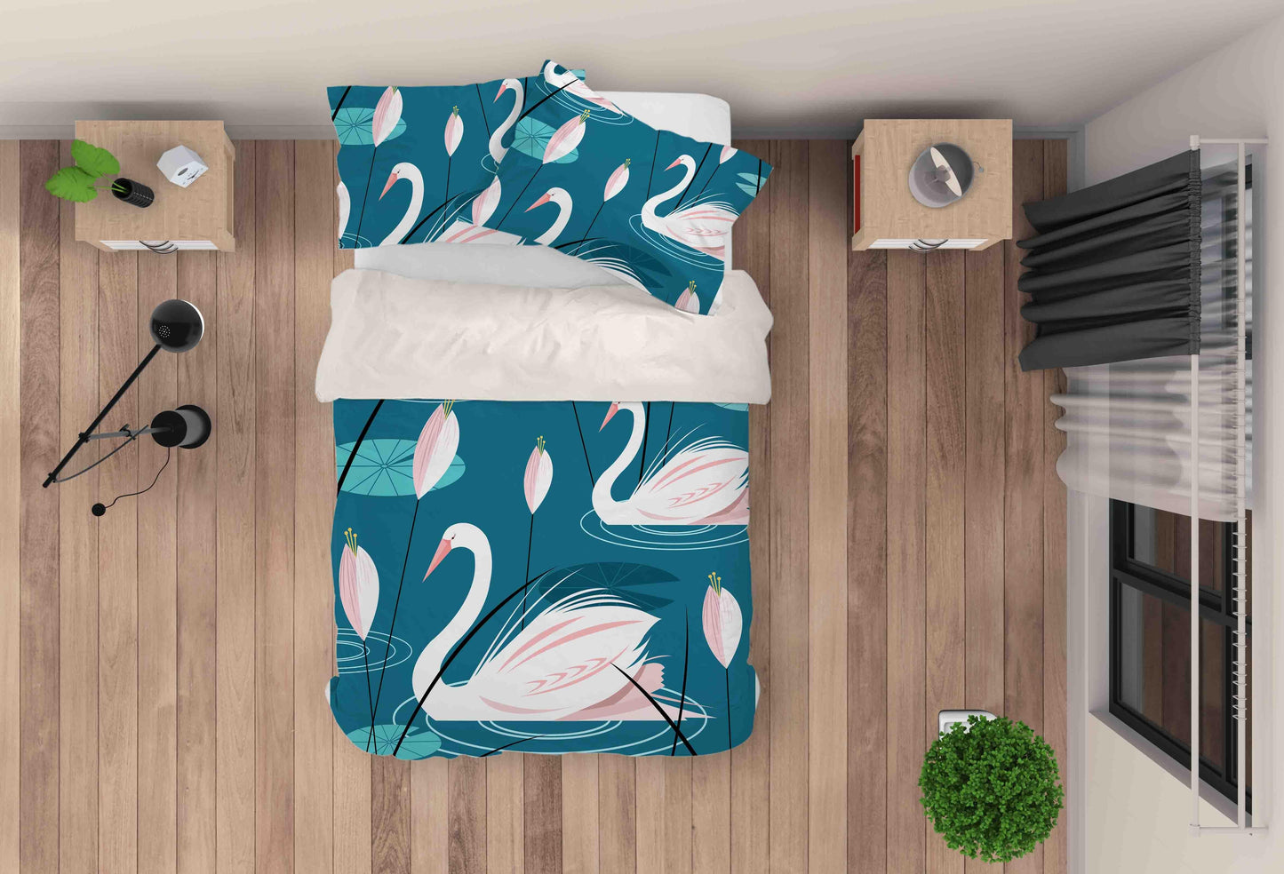 3D Blue Crane Floral Quilt Cover Set Bedding Set Pillowcases 150