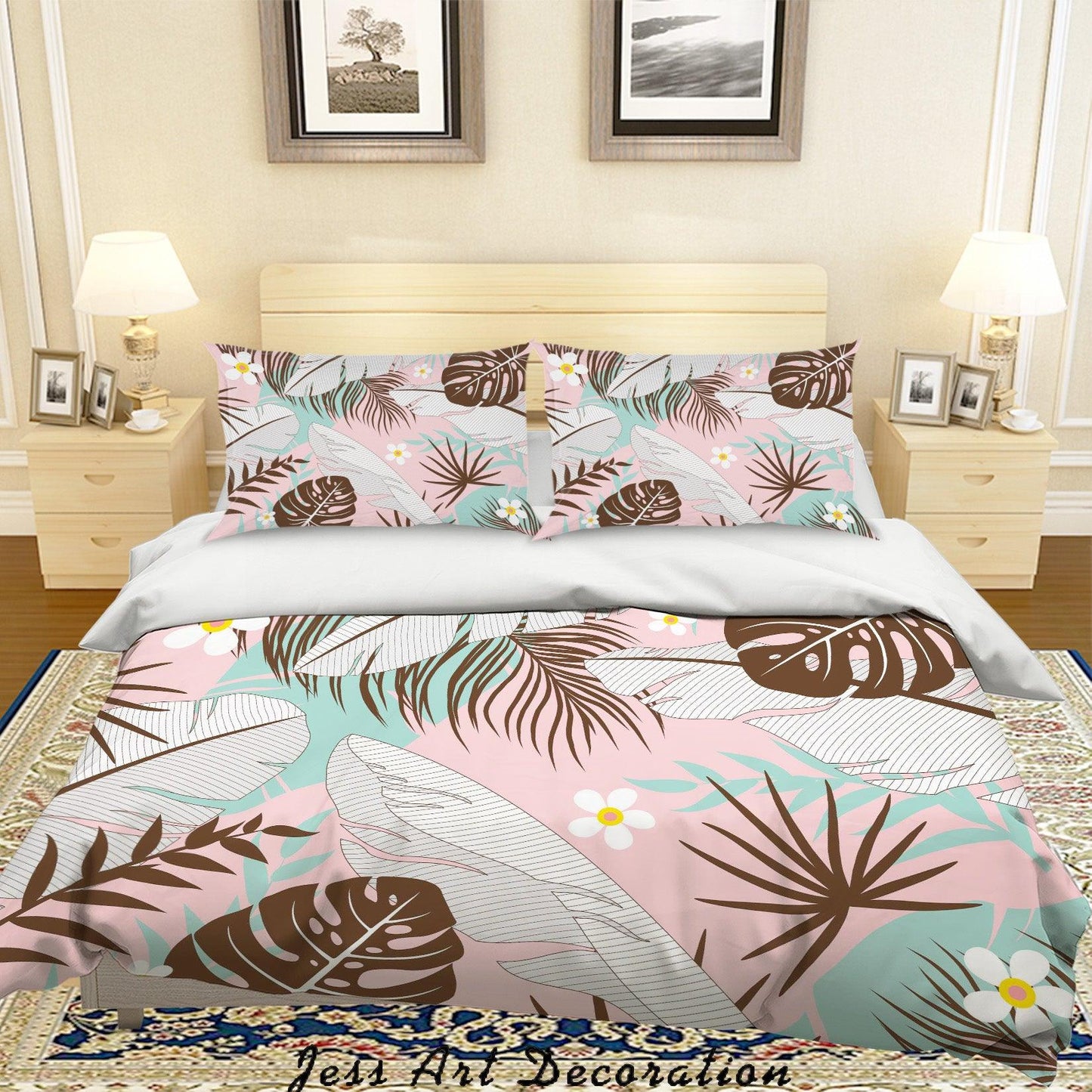 3D Brown Leaf Flower Quilt Cover Set Bedding Set Pillowcases 52