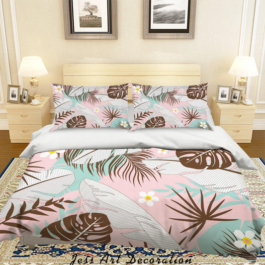 3D Brown Leaf Flower Quilt Cover Set Bedding Set Pillowcases 52