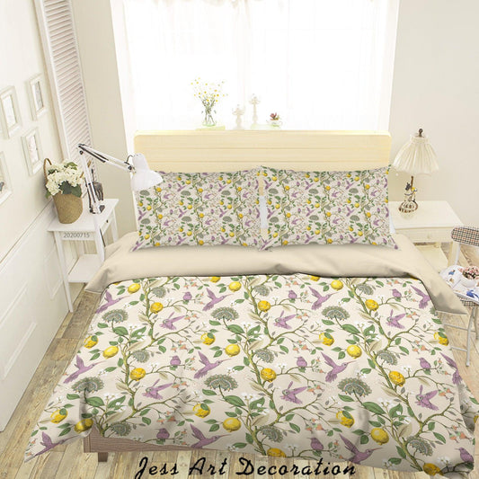 3D Abstract Vintage Floral Lemon Pattern Quilt Cover Set Bedding Set Duvet Cover Pillowcases WJ 3911