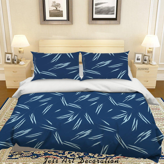 3D Bamboo Leaves Pattern Quilt Cover Set Bedding Set Duvet Cover Pillowcases WJ 1408
