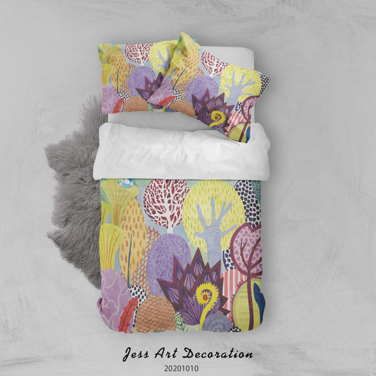 3D Cartoon Cute Mountain Leaves Quilt Cover Set Bedding Set Duvet Cover Pillowcases WJ 9570
