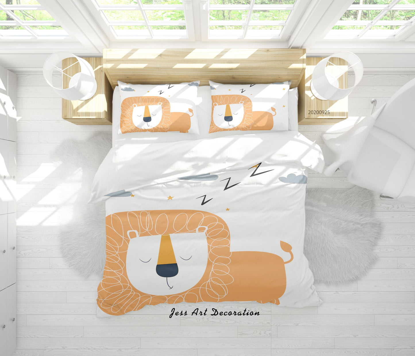 3D Cartoon Animal Lion Pattern Quilt Cover Set Bedding Set Duvet Cover Pillowcases WJ 6493