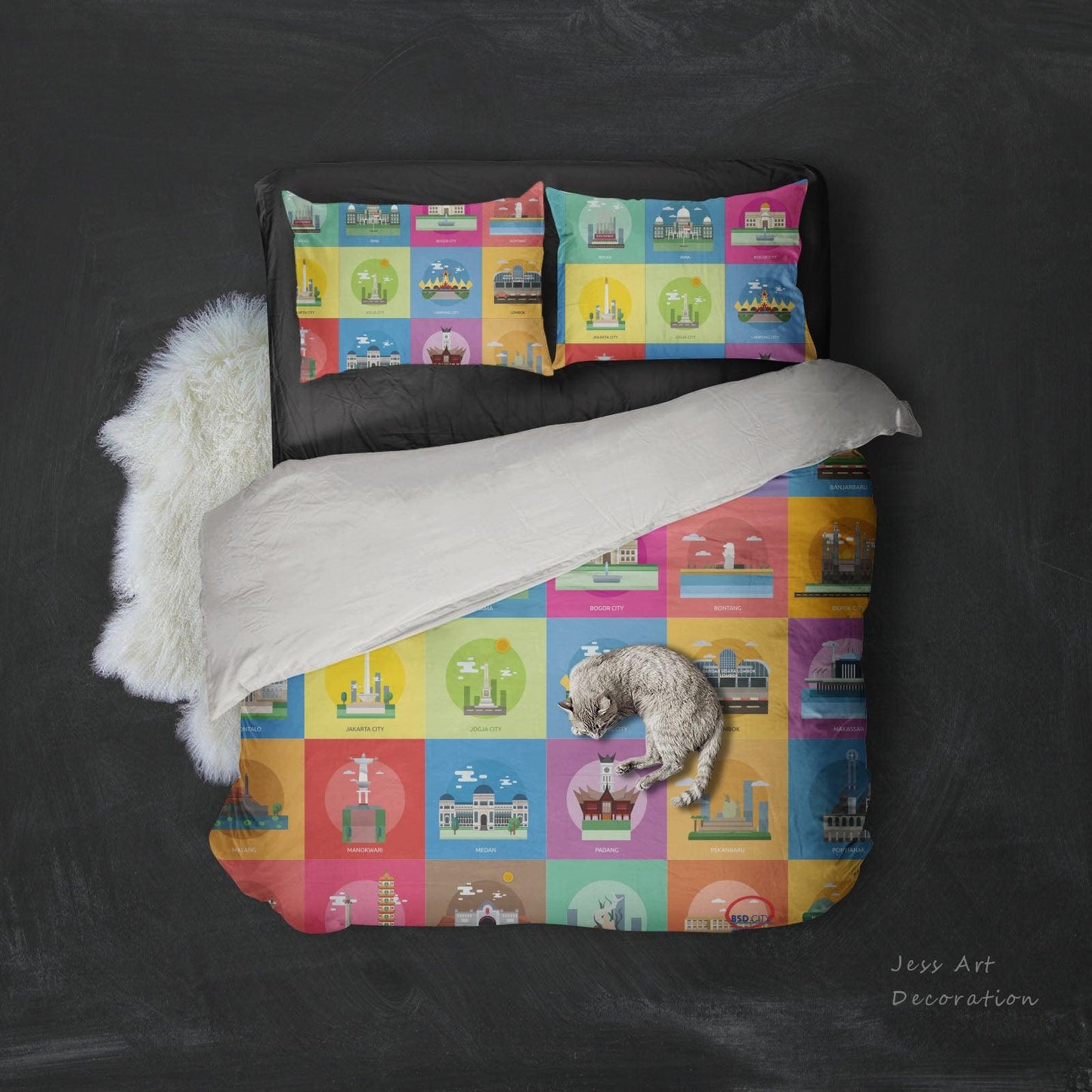 3D Building Quilt Cover Set Bedding Set Pillowcases 62