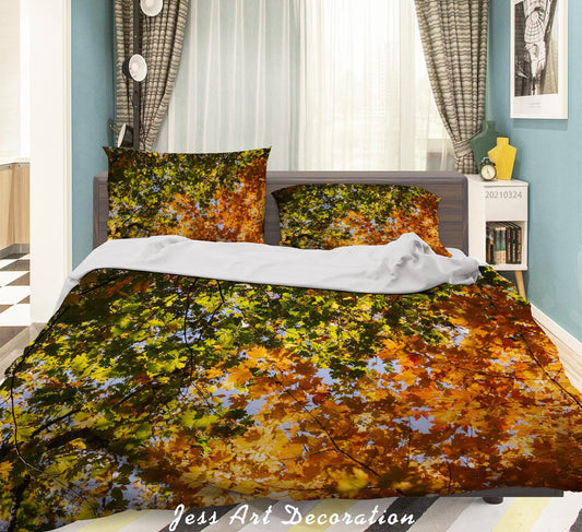 3D Autumn Tree Leaf Quilt Cover Set Bedding Set Duvet Cover Pillowcases 140 LQH