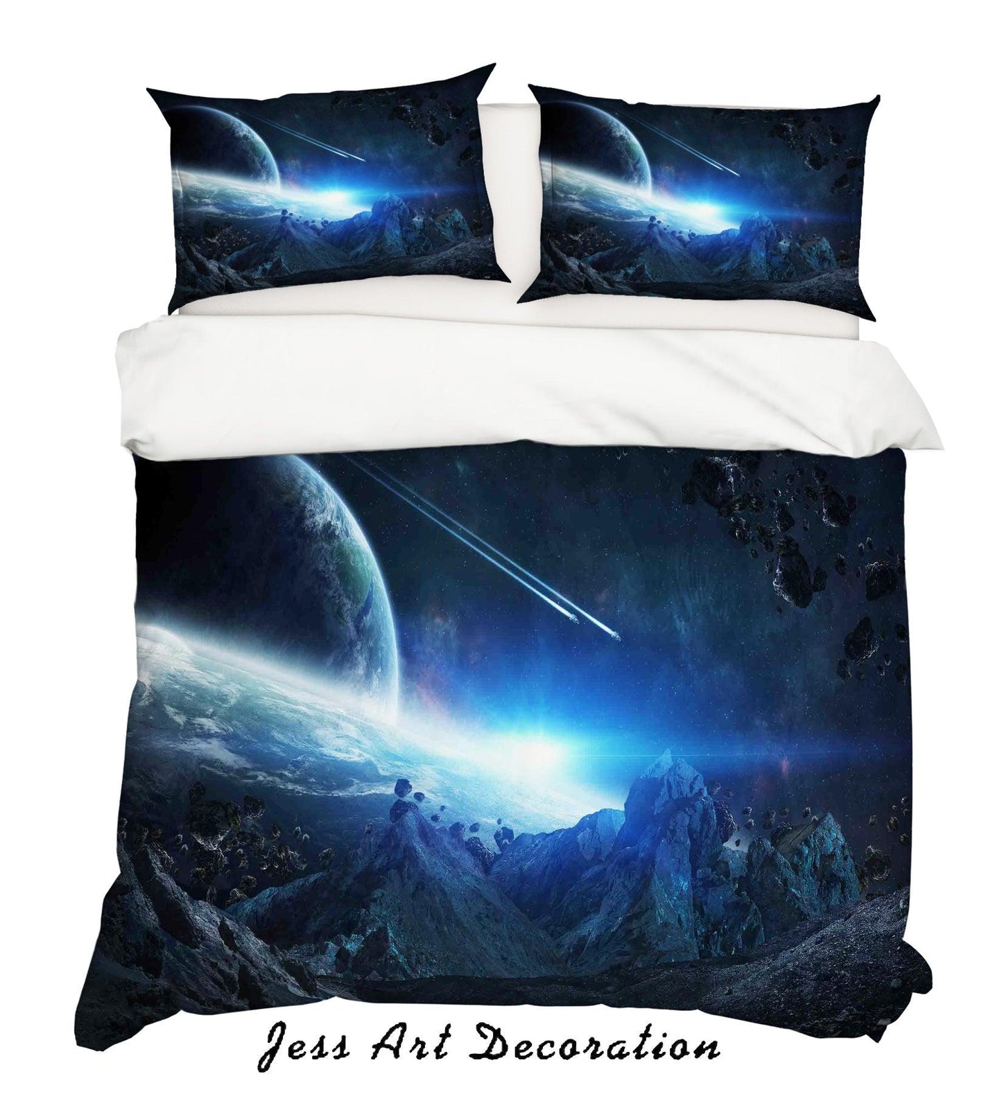 3D Blue Planet Universe Quilt Cover Set Bedding Set Pillowcases 44