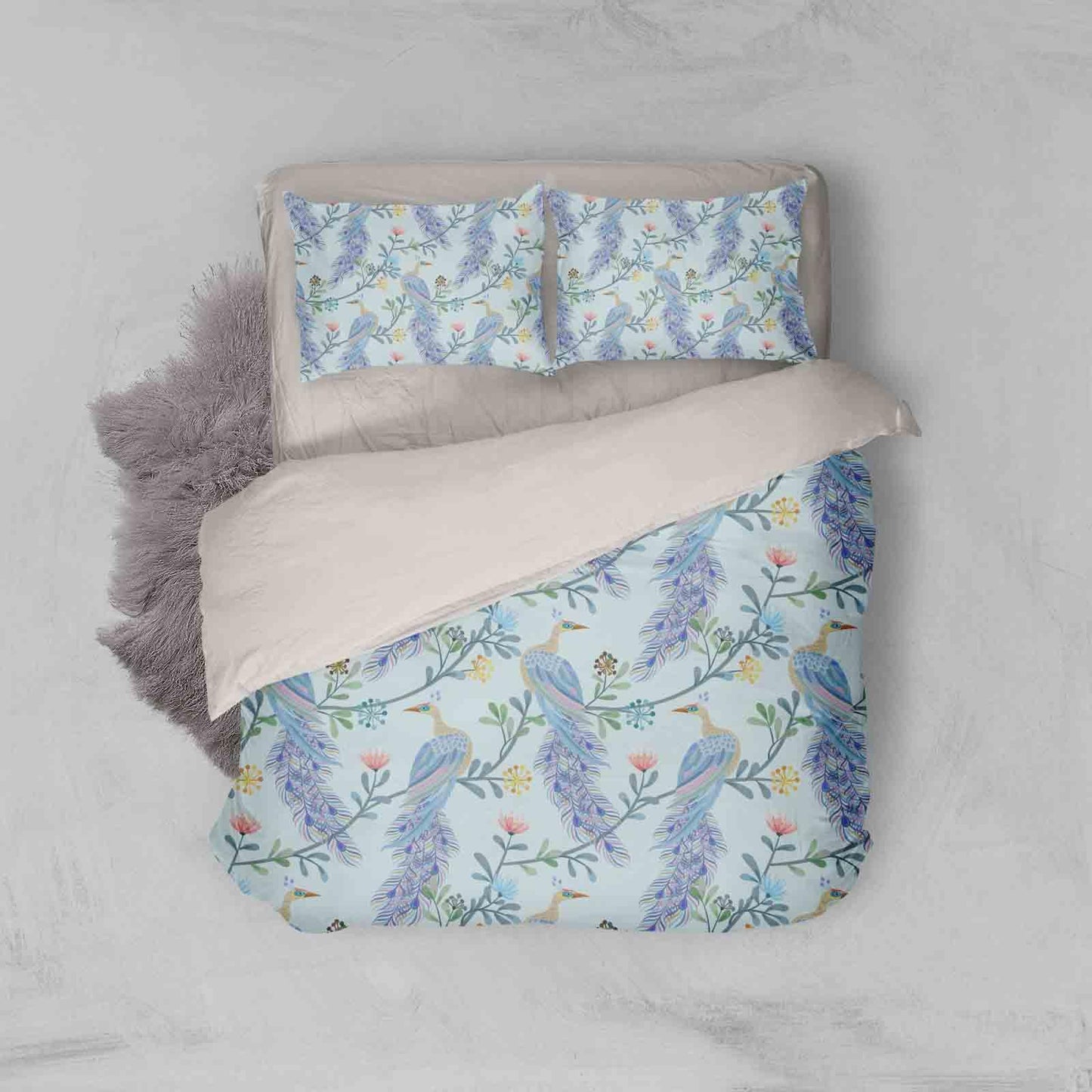 3D Blue Peacock Floral Quilt Cover Set Bedding Set Pillowcases 10