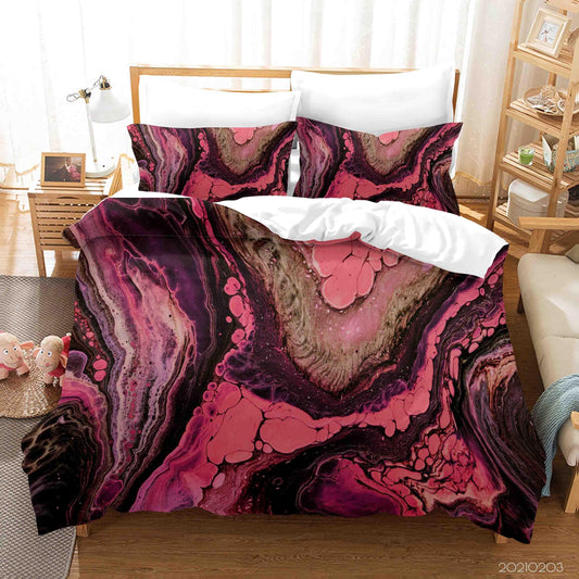 3D Abstract Pink Marble Texture Quilt Cover Set Bedding Set Duvet Cover Pillowcases 64