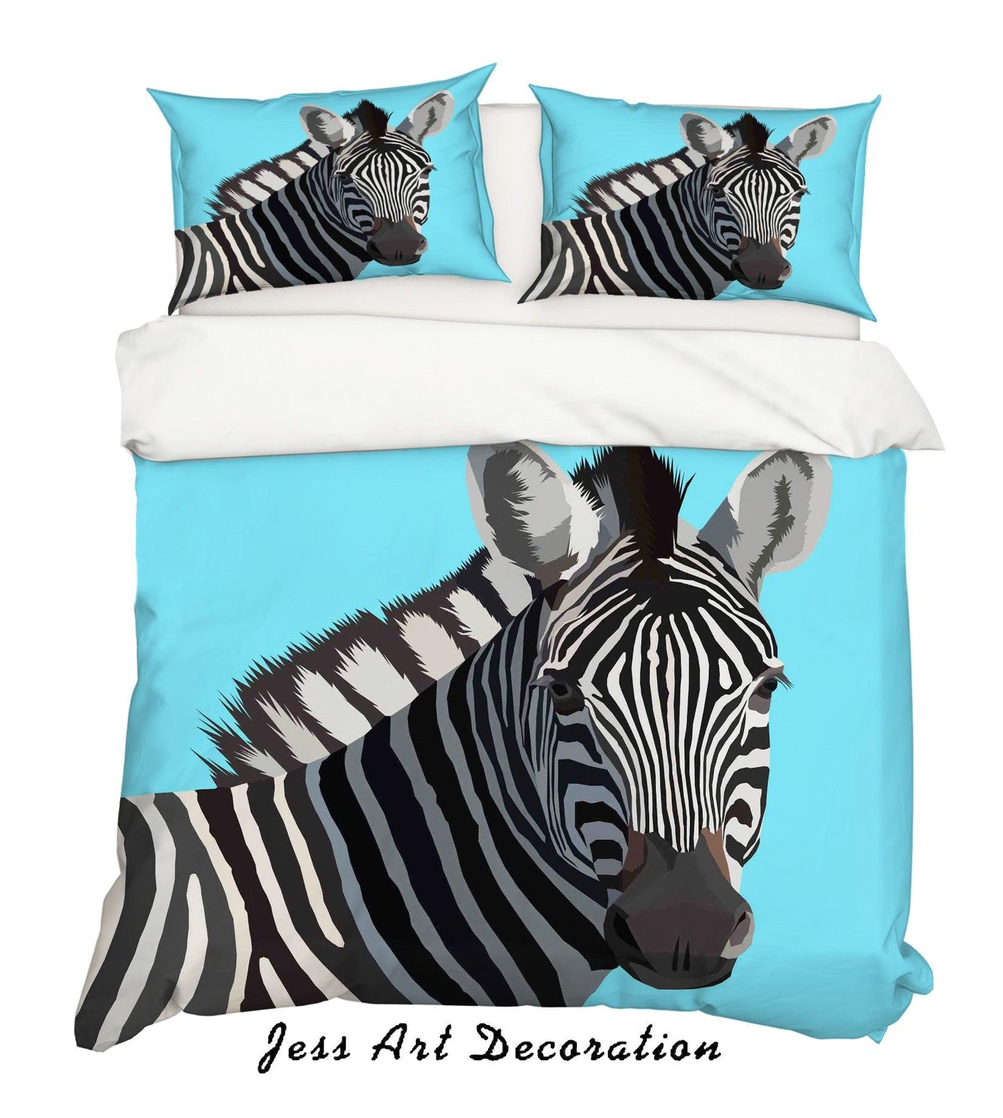 3D Blue Animal Zebra Quilt Cover Set Bedding Set Pillowcases SF14