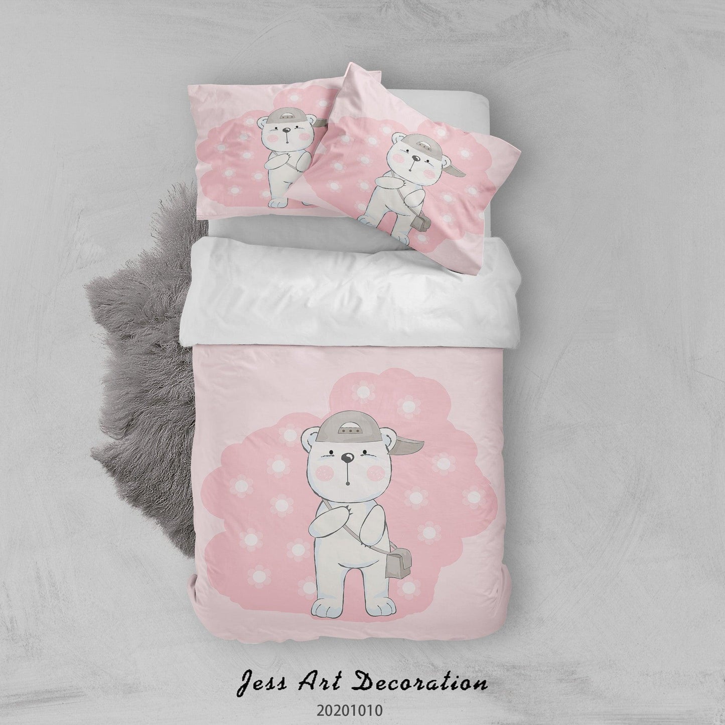 3D Cartoon Animal Bear Quilt Cover Set Bedding Set Duvet Cover Pillowcases WJ 9503