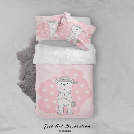 3D Cartoon Animal Bear Quilt Cover Set Bedding Set Duvet Cover Pillowcases WJ 9503