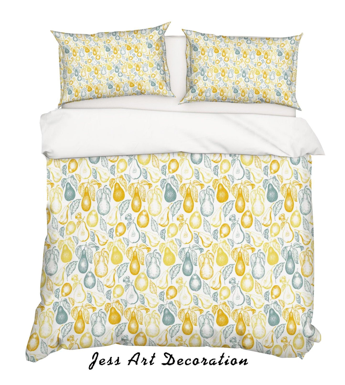 3D Abstract Hand Drawn Leaves Pear Pattern Quilt Cover Set Bedding Set Duvet Cover Pillowcases WJ 6873