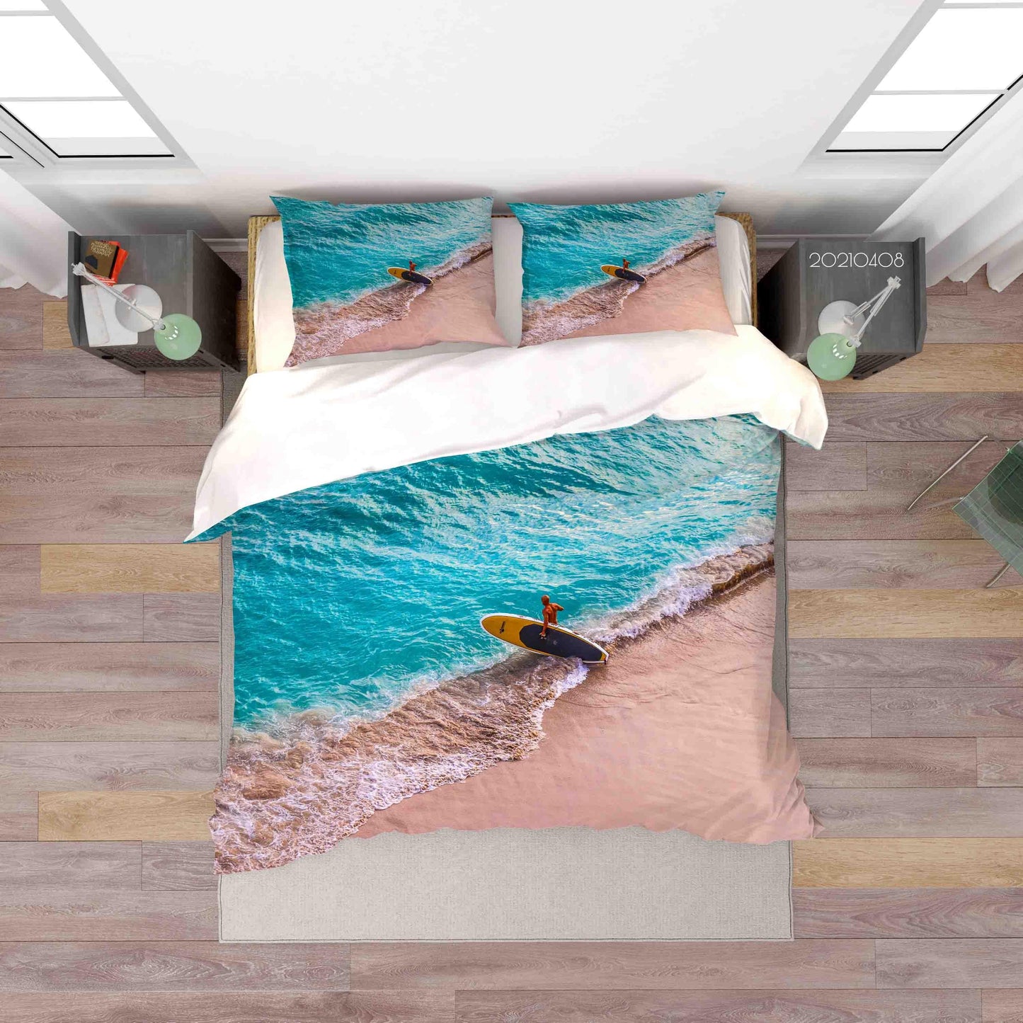3D Beach Surfing Landscape Quilt Cover Set Bedding Set Duvet Cover Pillowcases 72