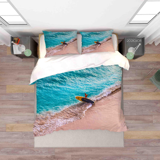 3D Beach Surfing Landscape Quilt Cover Set Bedding Set Duvet Cover Pillowcases 72