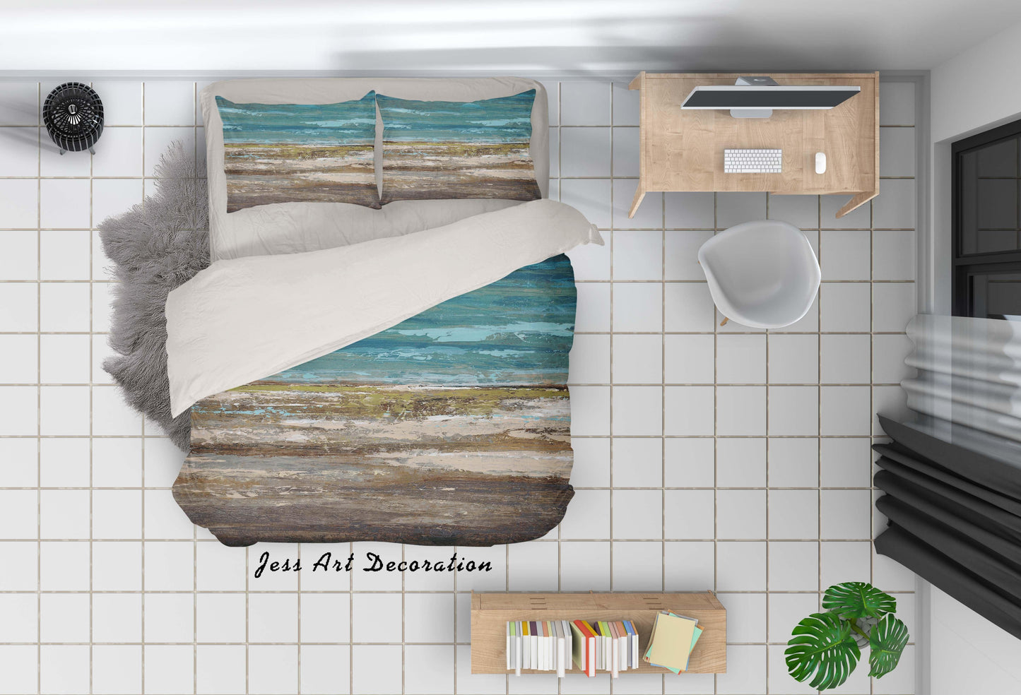 3D Blue Sea Beach  Oil Painting Quilt Cover Set Bedding Set Pillowcasesn 58