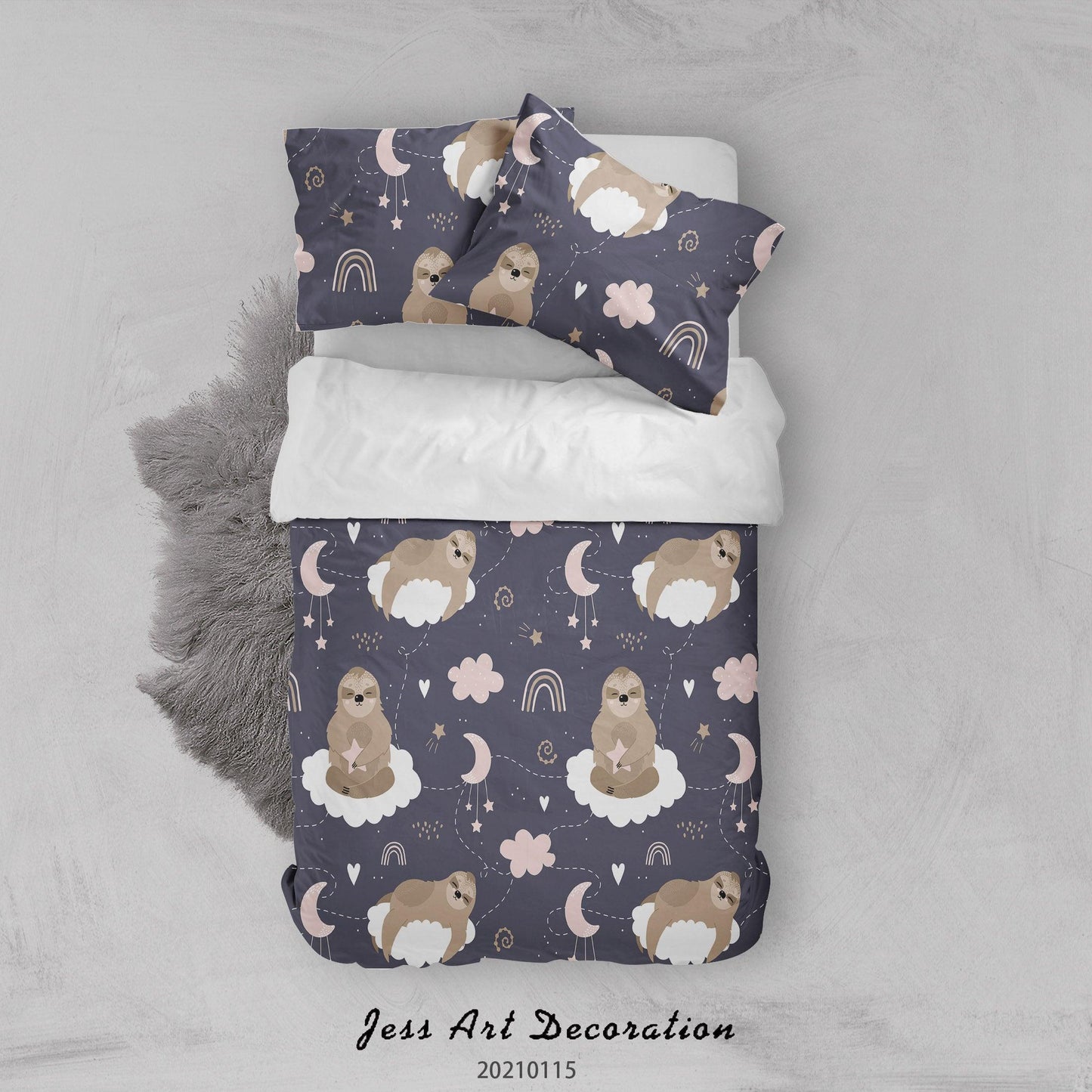 3D Cartoon Pink Animal Sloth Rainbow Quilt Cover Set Bedding Set Duvet Cover Pillowcases 13